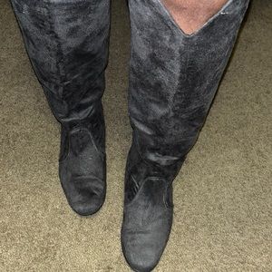 Gray knee boots